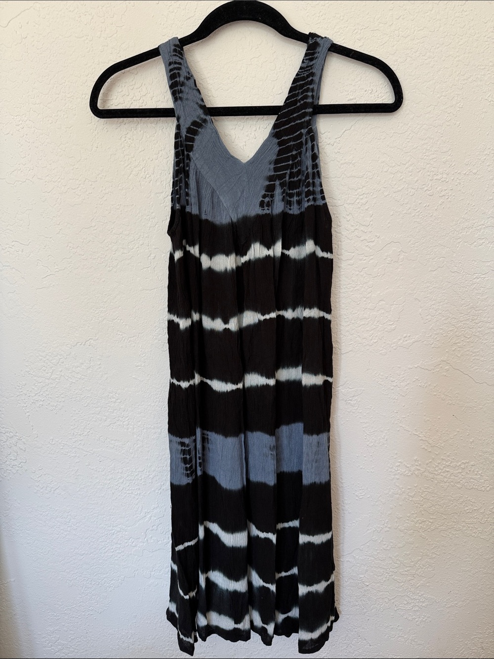 Ingear Black, Gray and White Striped Tie-Dye Midi Dress
